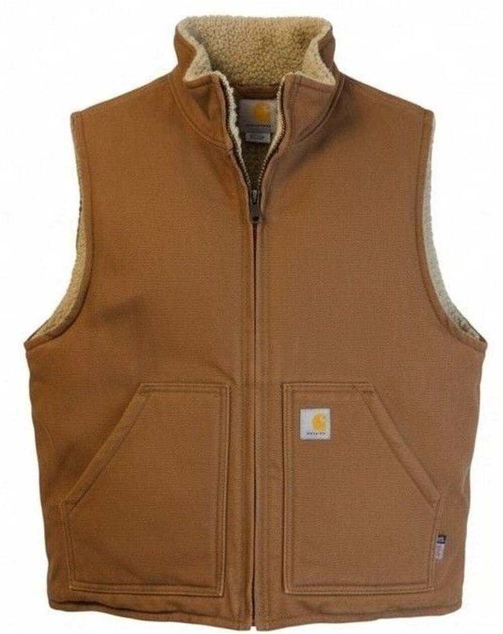 Carhartt FR Duck Sherpa Lined Vest Size L Brown